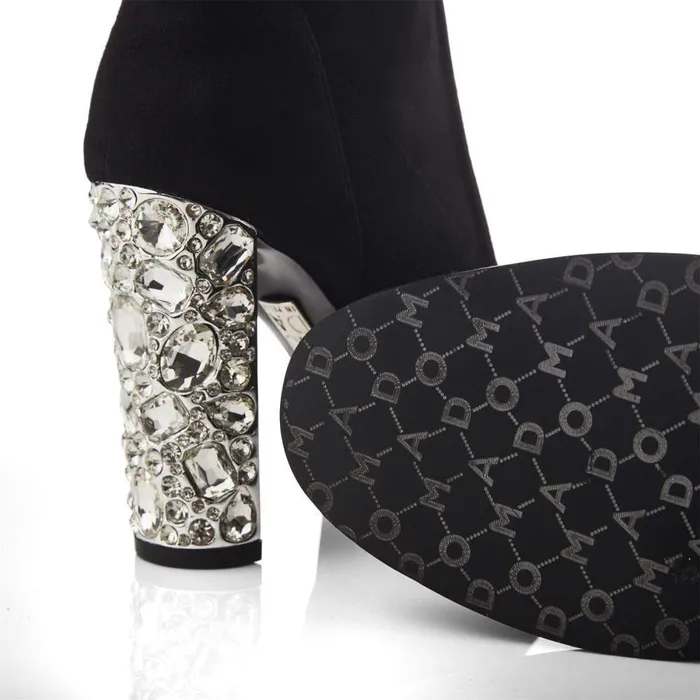 Women Moda In Pelle Heeled And Wedge Boots Zamina Black Alcantara