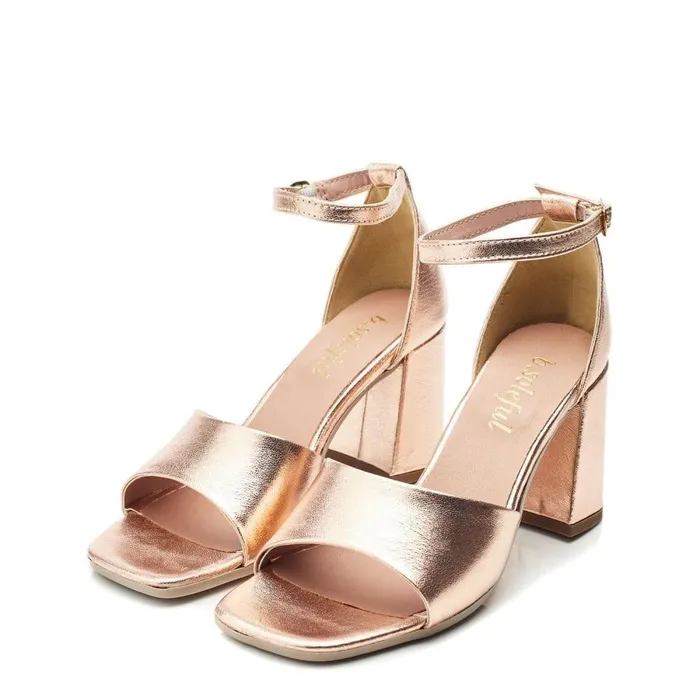 Women Moda In Pelle Heeled Sandals Bsoleful BMiranda Rose Gold Leather