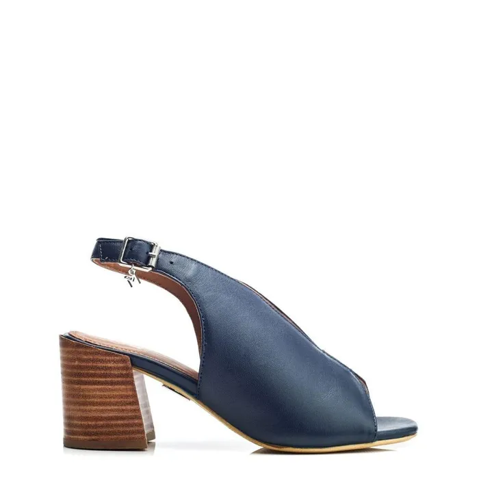Women Moda In Pelle Heeled Sandals Lonnia Navy Leather