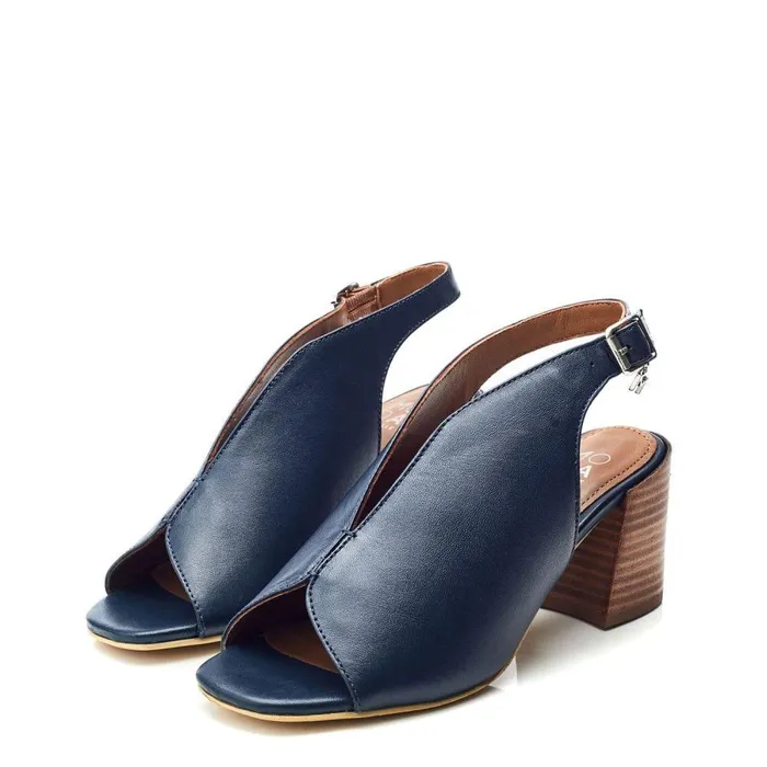 Women Moda In Pelle Heeled Sandals Lonnia Navy Leather