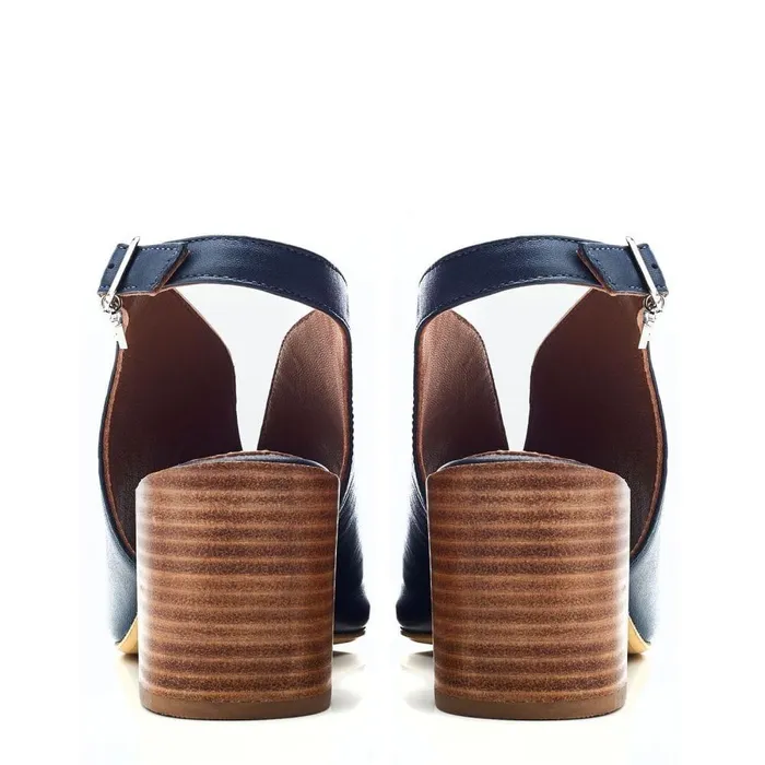 Women Moda In Pelle Heeled Sandals Lonnia Navy Leather