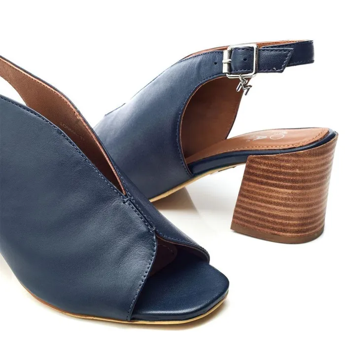 Women Moda In Pelle Heeled Sandals Lonnia Navy Leather