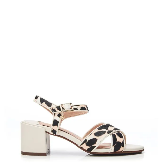 Women Moda In Pelle Heeled Sandals Lotsie Leopard Pony Hair