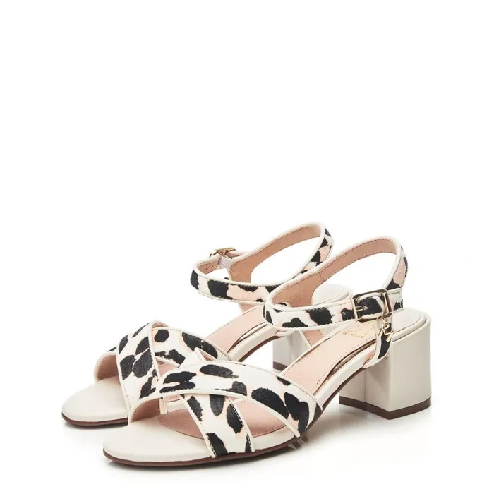 Women Moda In Pelle Heeled Sandals Lotsie Leopard Pony Hair