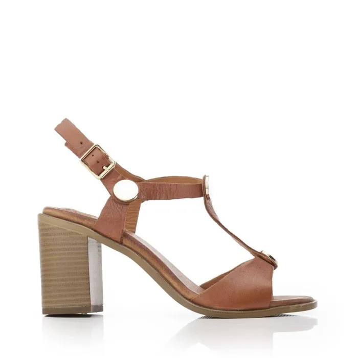 Women Moda In Pelle Heeled Sandals Lusia Tan Leather