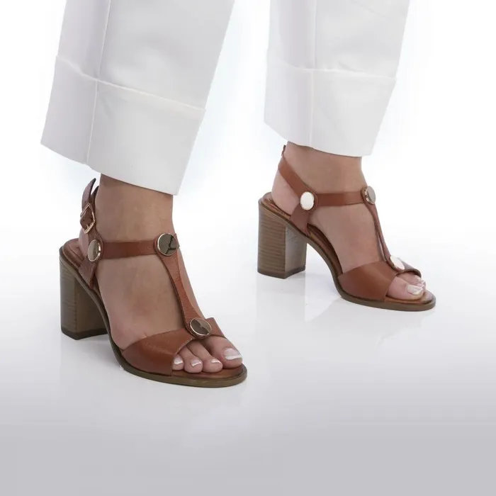 Women Moda In Pelle Heeled Sandals Lusia Tan Leather