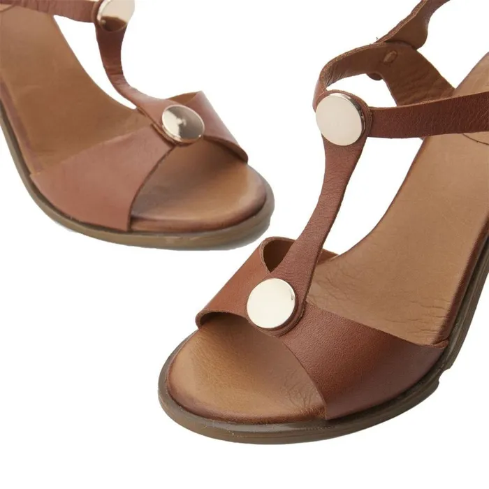 Women Moda In Pelle Heeled Sandals Lusia Tan Leather