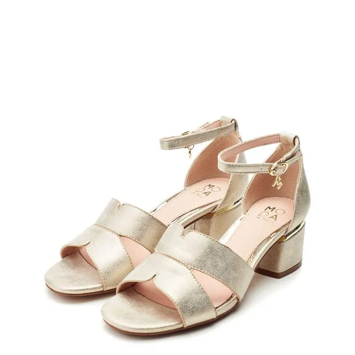 Women Moda In Pelle Heeled Sandals Nafiah Gold Porvair