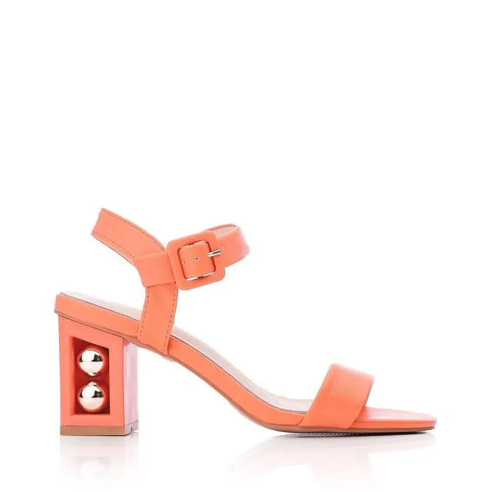 Women Moda In Pelle Heeled Sandals Sandypearl Orange Porvair