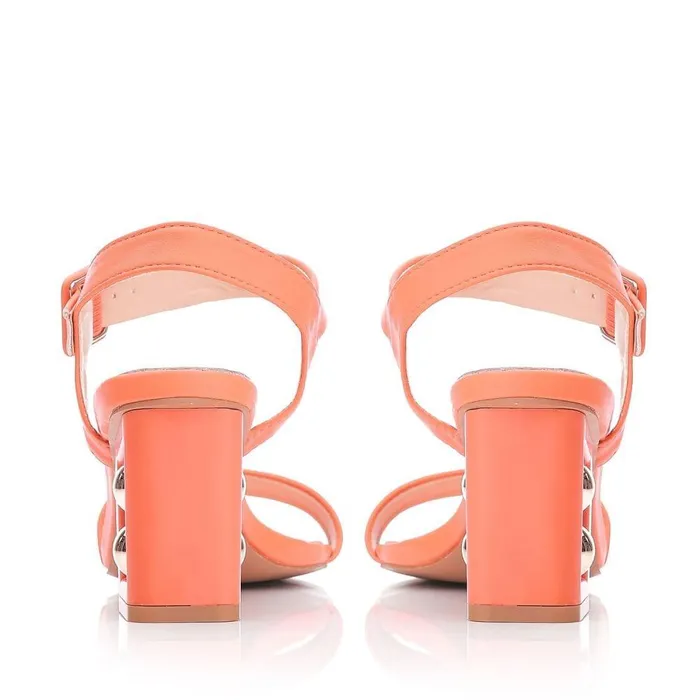 Women Moda In Pelle Heeled Sandals Sandypearl Orange Porvair