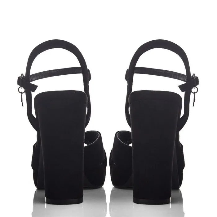 Women Moda In Pelle High Heel Shoes Supernova Black Alcantara