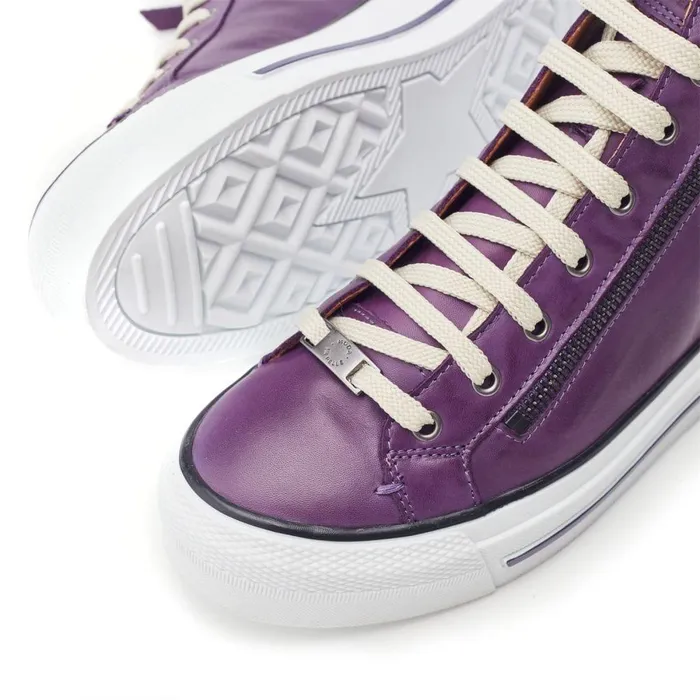 Women Moda In Pelle HighTop Trainers Annaken Purple Leather