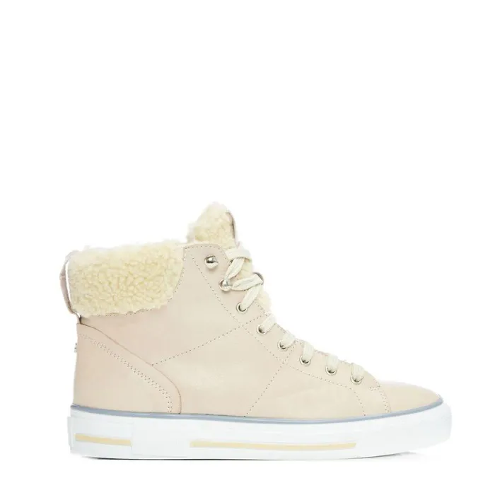 Women Moda In Pelle HighTop Trainers Anniia Cream Leather