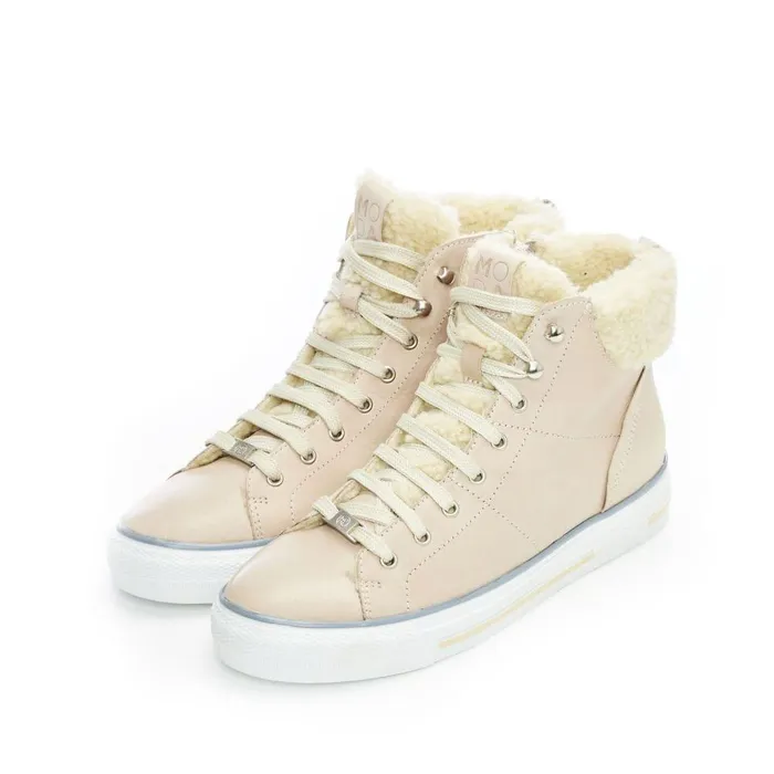 Women Moda In Pelle HighTop Trainers Anniia Cream Leather