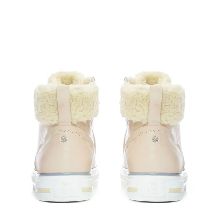 Women Moda In Pelle HighTop Trainers Anniia Cream Leather