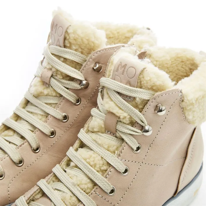 Women Moda In Pelle HighTop Trainers Anniia Cream Leather