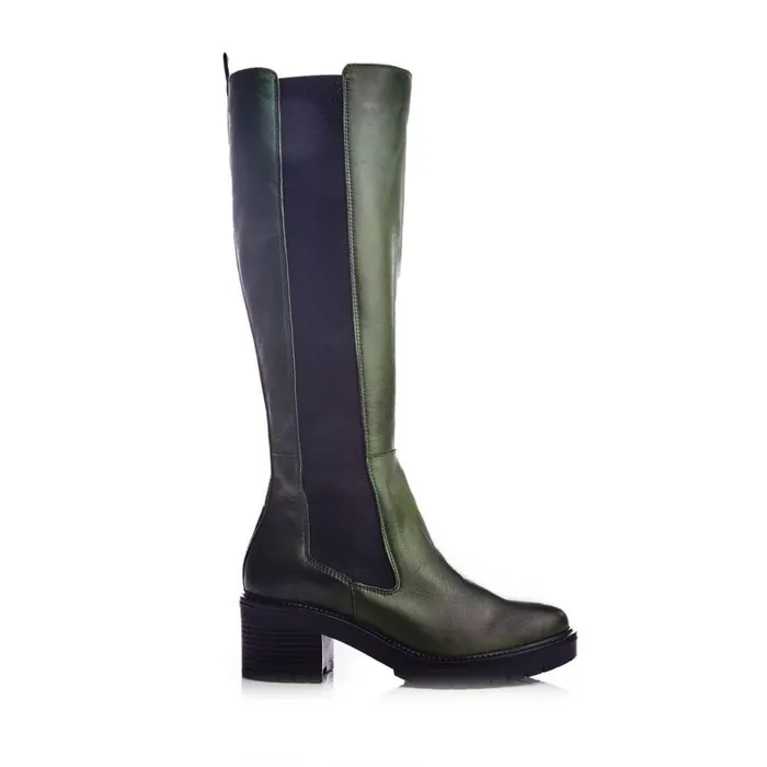Women Moda In Pelle Knee High Boots Linettie Green Leather