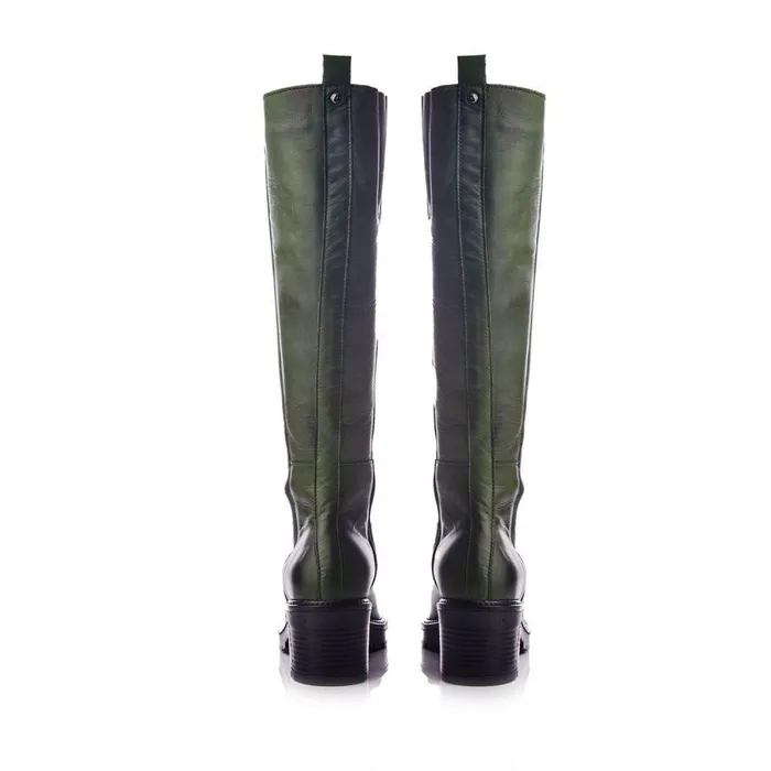 Women Moda In Pelle Knee High Boots Linettie Green Leather Women Moda In Pelle Knee High Boots Linettie Green Leather