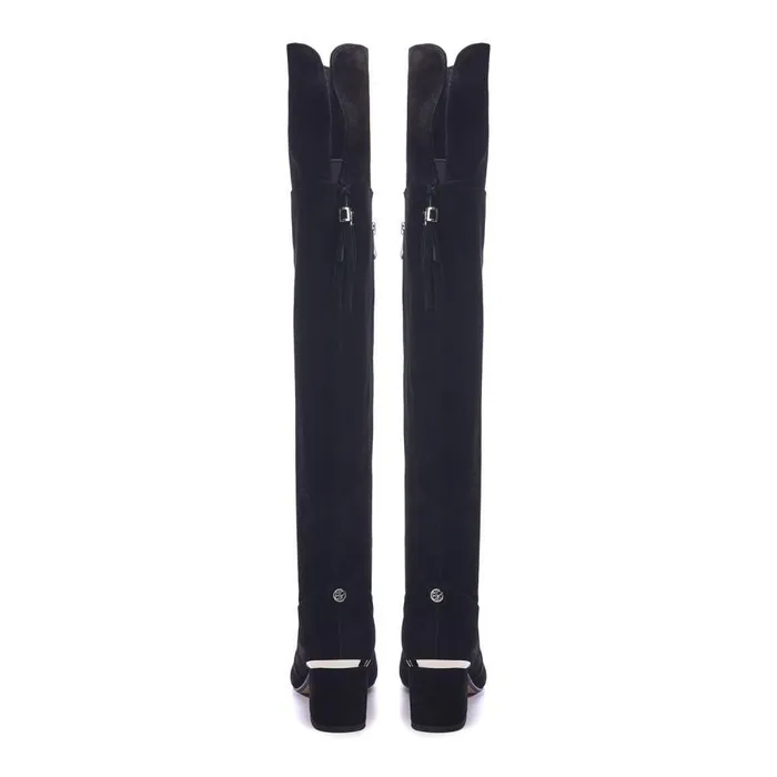 Women Moda In Pelle Knee High Boots Retta Black Suede