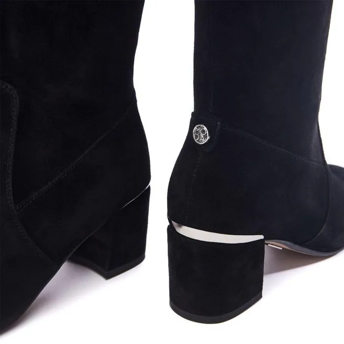 Women Moda In Pelle Knee High Boots Retta Black Suede