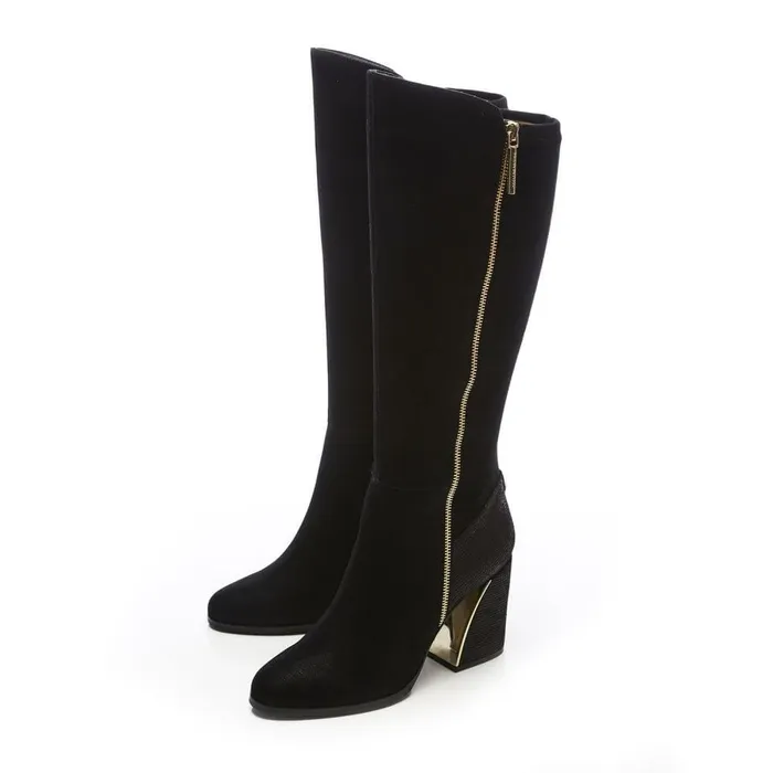 Women Moda In Pelle Knee High Boots Tigerlily Black Protauras