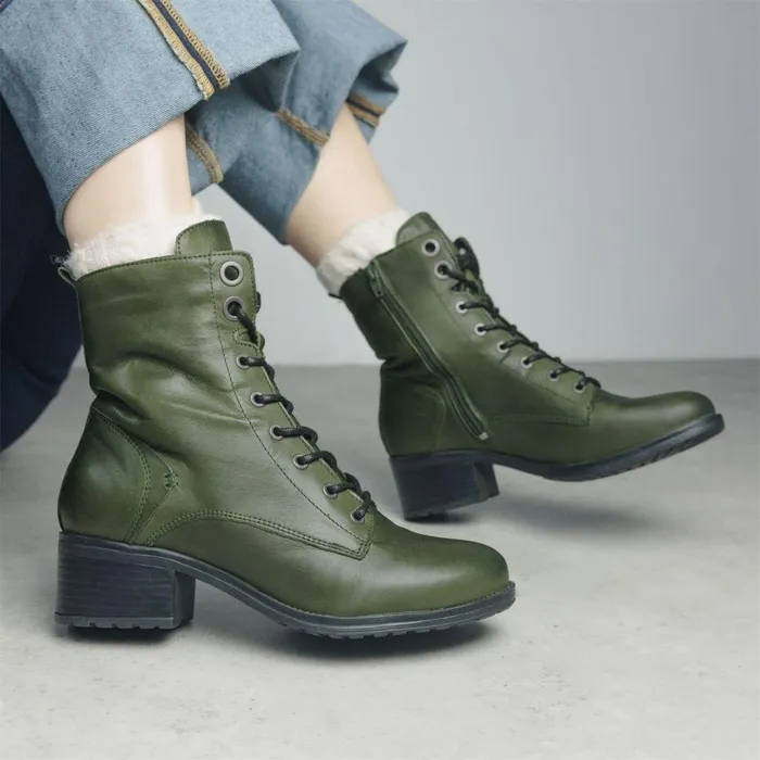 Women Moda In Pelle MidCalf Boots Bezzie Green Leather