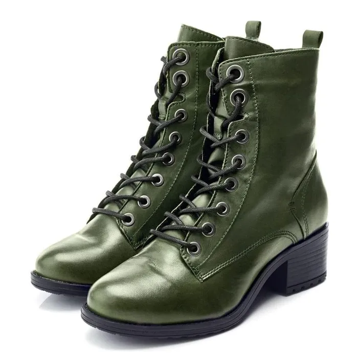 Women Moda In Pelle MidCalf Boots Bezzie Green Leather