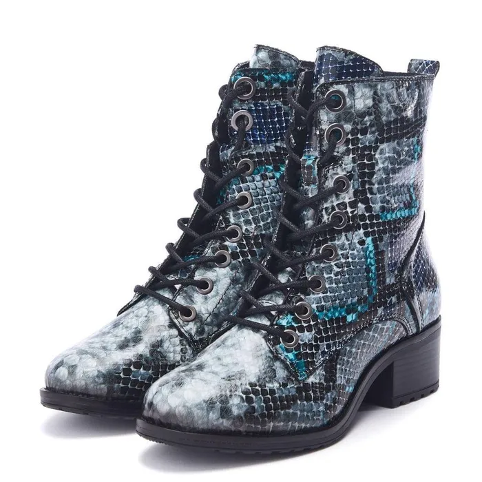 Women Moda In Pelle MidCalf Boots Bezzie Grey 8211 Multi Snake Multi Snake Print Leather