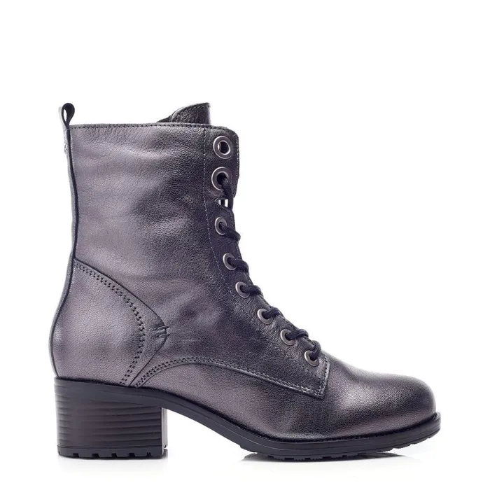 Women Moda In Pelle MidCalf Boots Bezzie Grey Metallic Leather