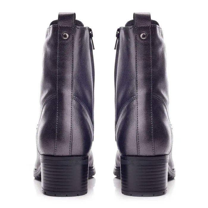 Women Moda In Pelle MidCalf Boots Bezzie Grey Metallic Leather