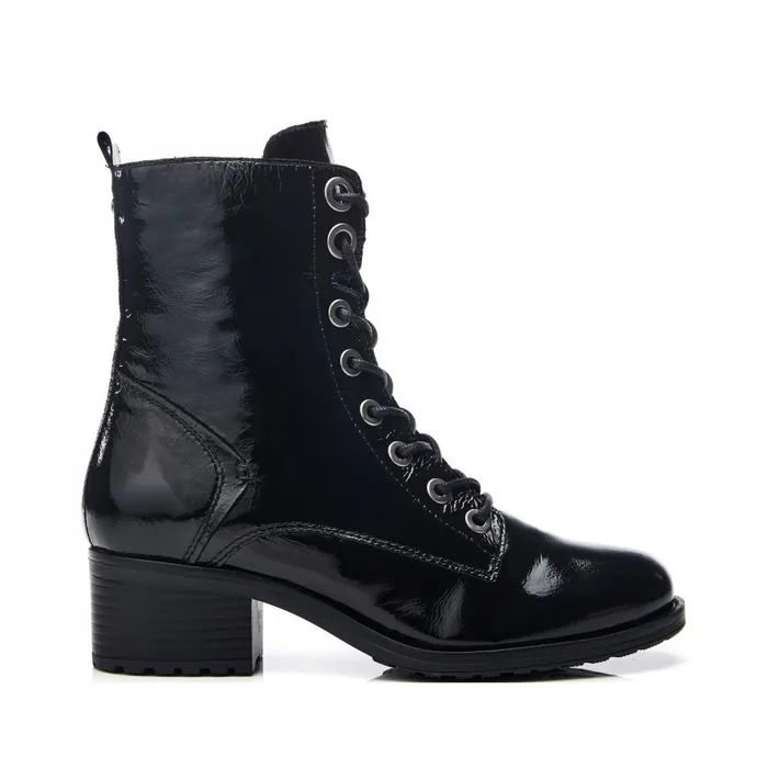 Women Moda In Pelle MidCalf Boots Bezzie Jet Black Patent Leather