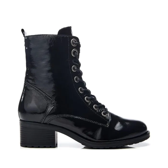 Women Moda In Pelle MidCalf Boots Bezzie Jet Black Patent Leather