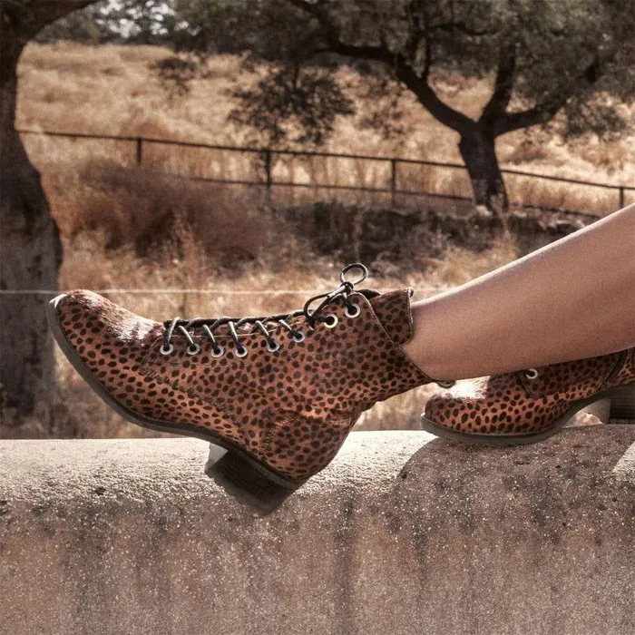 Women Moda In Pelle MidCalf Boots Bezzie Leopard Print Pony