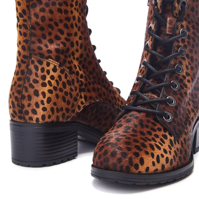 Women Moda In Pelle MidCalf Boots Bezzie Leopard Print Pony