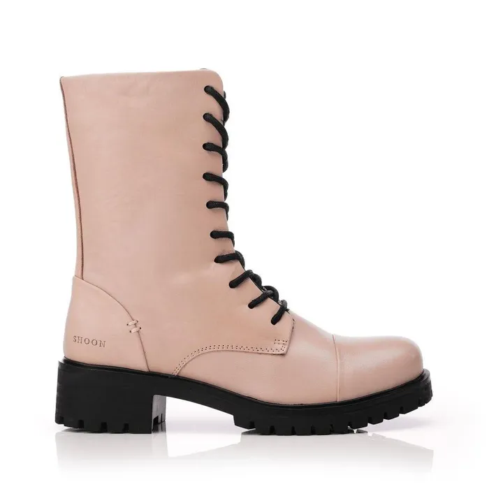 Women Moda In Pelle MidCalf Boots Shoon Sh Illona Cream Leather