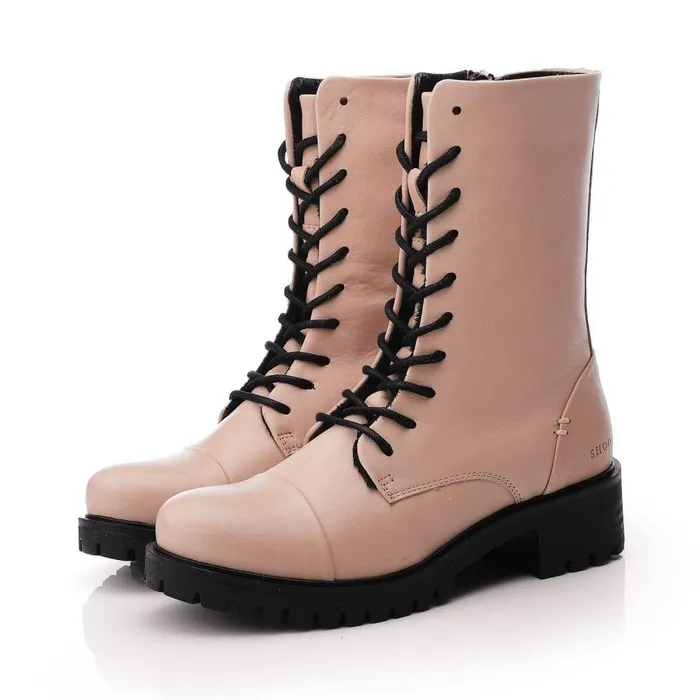 Women Moda In Pelle MidCalf Boots Shoon Sh Illona Cream Leather