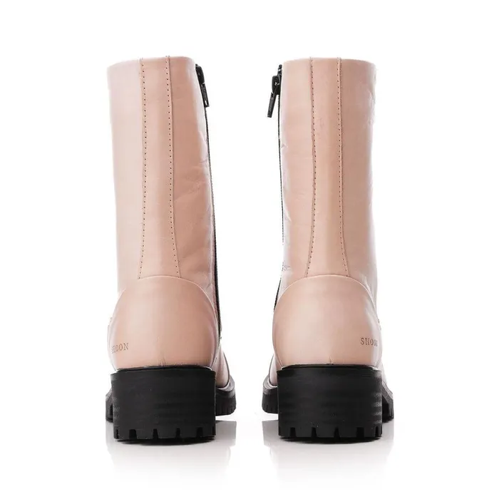 Women Moda In Pelle MidCalf Boots Shoon Sh Illona Cream Leather