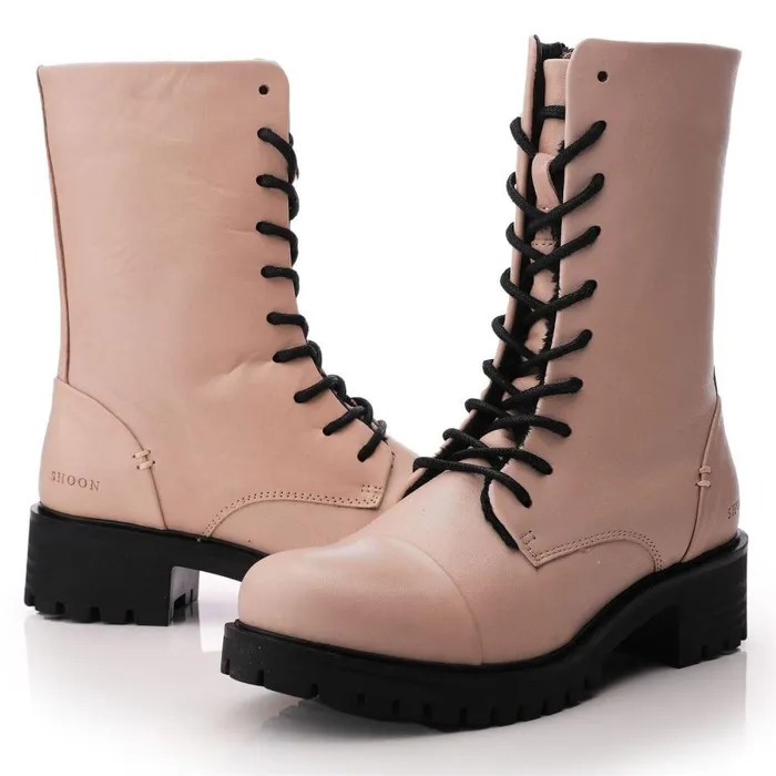 Women Moda In Pelle MidCalf Boots Shoon Sh Illona Cream Leather