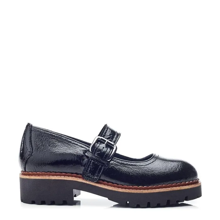Women Moda In Pelle Mid Heel Shoes Shoon Sh Emberley Black Patent Leather