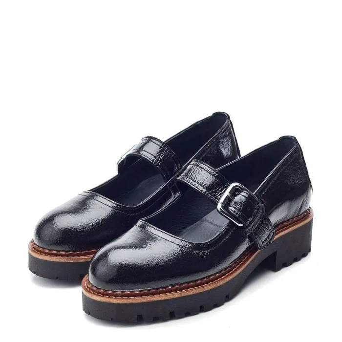 Women Moda In Pelle Mid Heel Shoes Shoon Sh Emberley Black Patent Leather