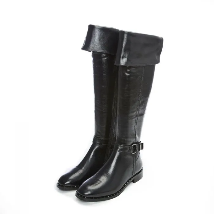 Women Moda In Pelle Over The Knee Boots Tori Black Leather