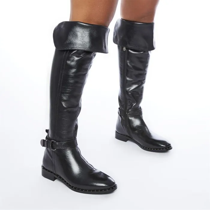 Women Moda In Pelle Over The Knee Boots Tori Black Leather