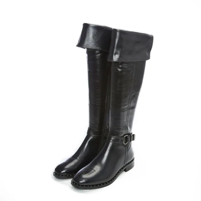 Women Moda In Pelle Over The Knee Boots Tori Black Leather
