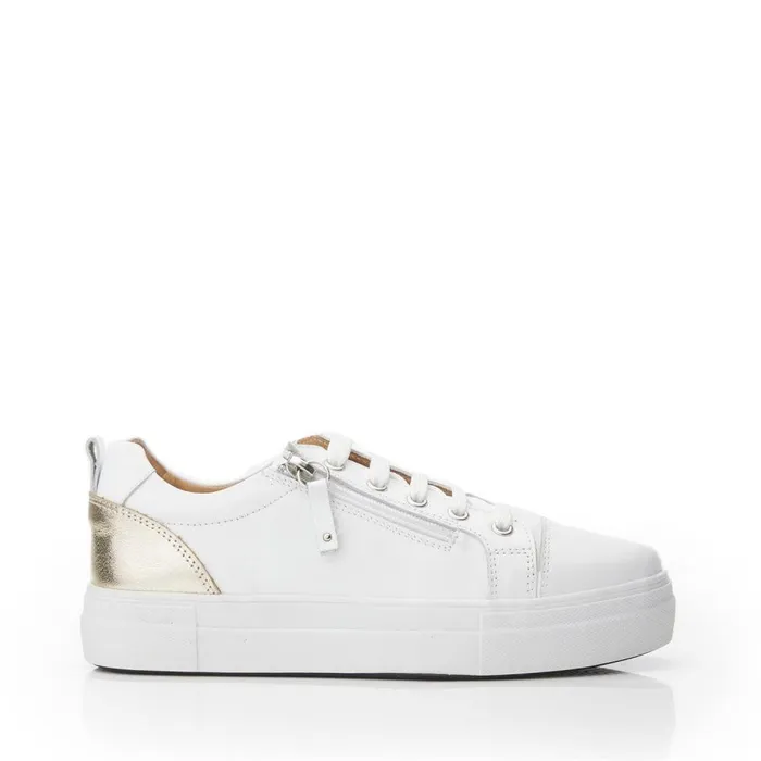 Women Moda In Pelle Platform Trainers Bsoleful BVisti WhiteGold Leather