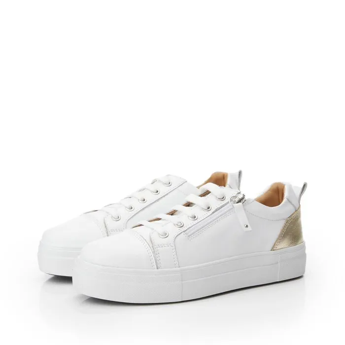 Women Moda In Pelle Platform Trainers Bsoleful BVisti WhiteGold Leather
