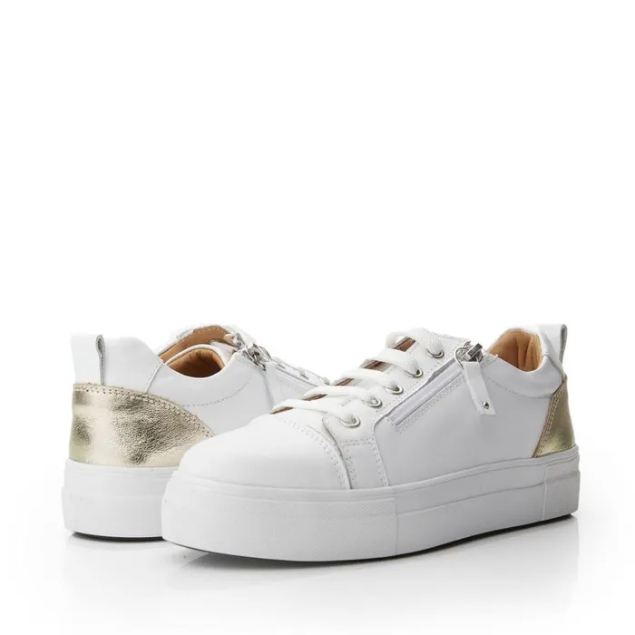 Women Moda In Pelle Platform Trainers Bsoleful BVisti WhiteGold Leather