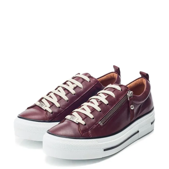 Women Moda In Pelle Platform Trainers Filician Burgundy Leather