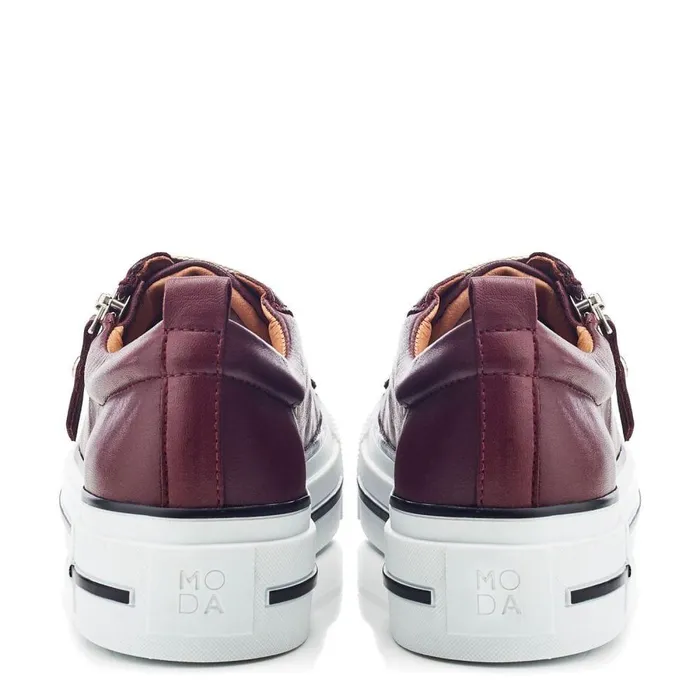Women Moda In Pelle Platform Trainers Filician Burgundy Leather