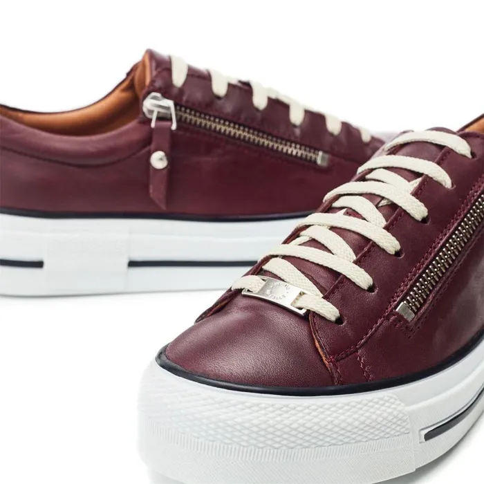 Women Moda In Pelle Platform Trainers Filician Burgundy Leather