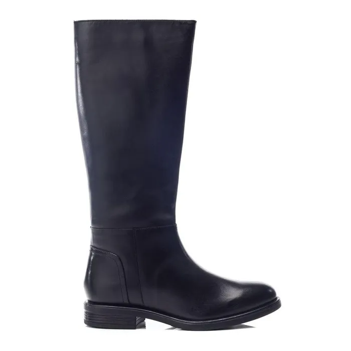 Women Moda In Pelle Riding And Flat Boots Bsoleful BAyin Black Leather